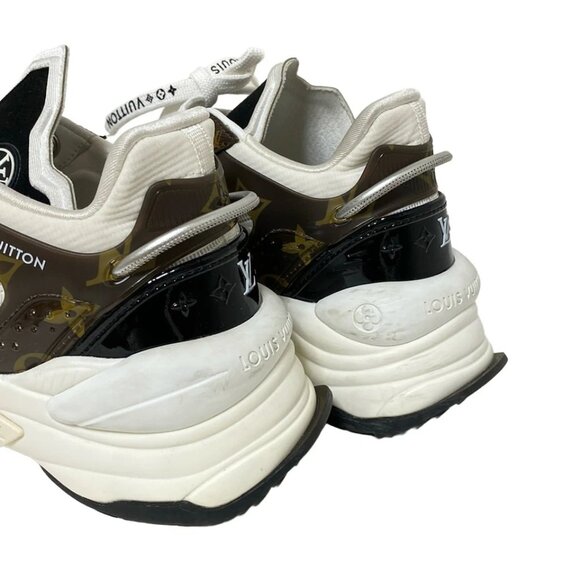 LOUIS VUITTON Run 55 Sneakers - Cream Dark Brown Multi Women's 555-072825 - Picture 5 of 9
